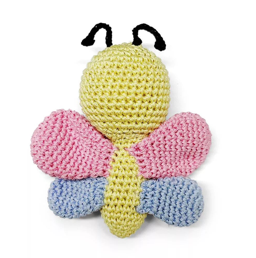Handmade Crochet Butterfly Squeaky Cotton Dog Chew Toy