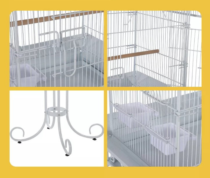 Wrought Iron Rolling Aviary Birdcage With Removable Cleaning Tray