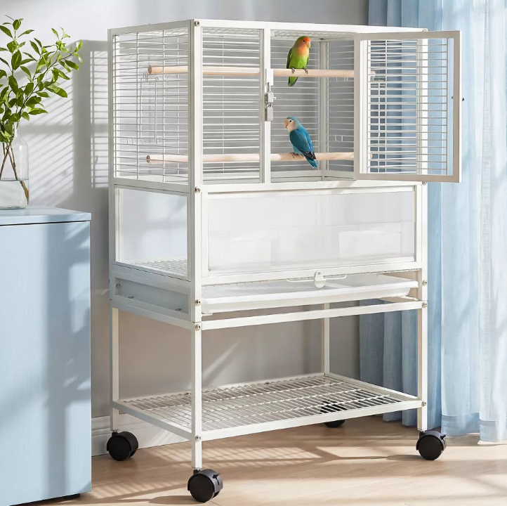 Rolling Large Parrot Birdcage With Detachable Cleaning Tray