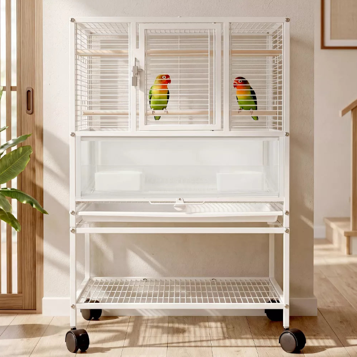 Rolling Large Parrot Birdcage With Detachable Cleaning Tray