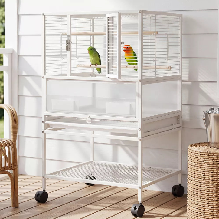 Rolling Large Parrot Birdcage With Detachable Cleaning Tray