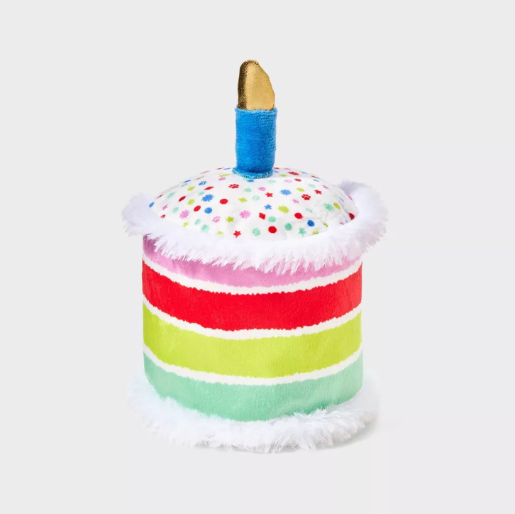 Birthday Cake Shaped Plush Dog Fetch Toy